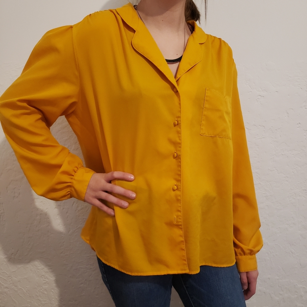 Vintage Mustard Yellow Long Sleeve Womens Size L